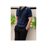 Premium Knitwear Polo Navy - WASTA Side